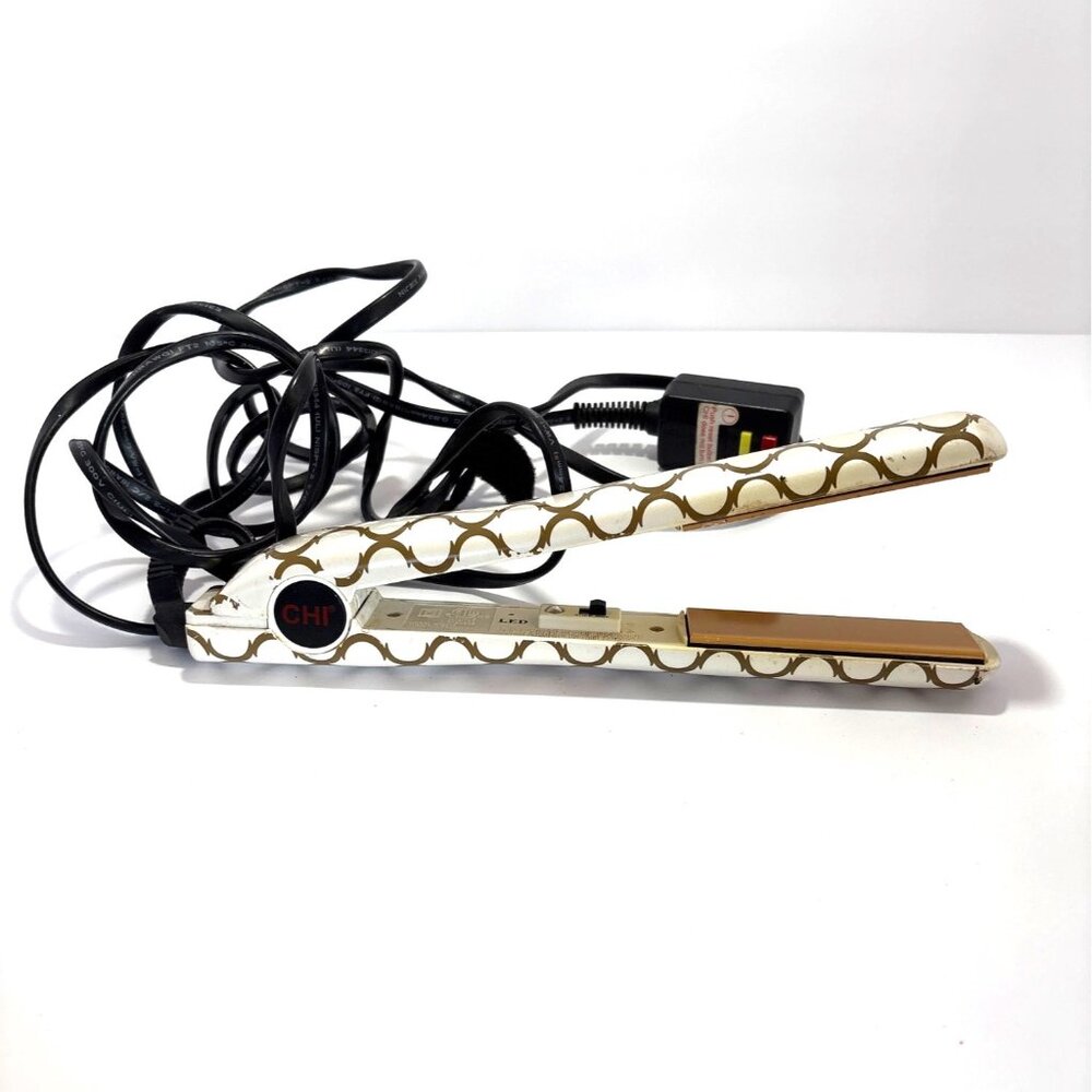 CHI Professional Flat Iron With Gold & White Design 1" Ceramic Plates Adjustable - Picture 2 of 5